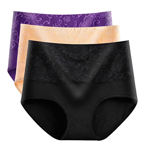 Culotte en coton pour femmes : lot de 3 slips grande taille taille haute sans couture
