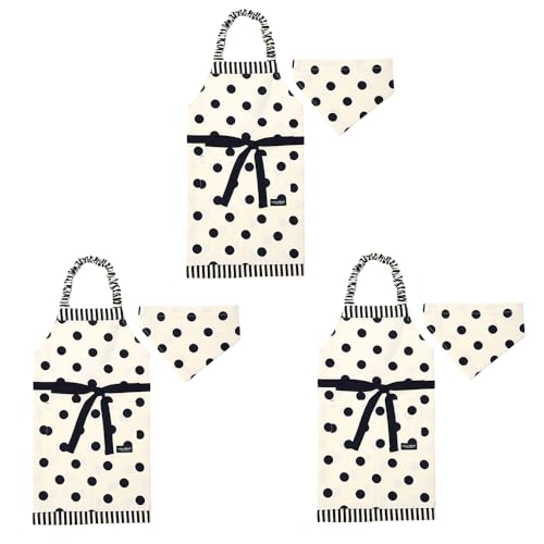 COLORFUL CANDY STYLE decor PolkaDot エプロン 100-120サイズ polka dot large(twill・white)×narrow stripe(twill・black) 3枚セット 女の子 かわいい 子供用 子