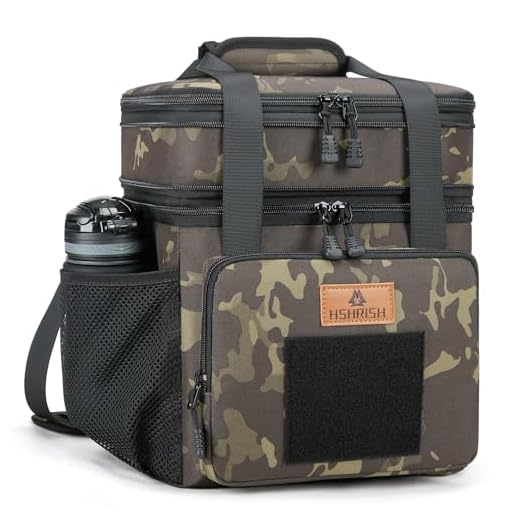 HSHRISH Bolsa Termica Porta Alimentos, Táctico Ajustable 16/22L Bolsa de Almuerzo, Impermeable Prueba de Fugas Isotermica Nevera Portatil Mochila, Bolsa Comida Trabajo Exterior Playa, Camuflaje negro