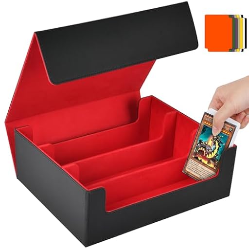 Aolso Caja de Barajas para Cartas，Deck Box para 2400+ PTCG Cartas sin Fundas，Flip Caja de Almacenamiento de Tarjeta con 8 Card Dividers，para MTG TCG PTCG para Coleccionar e Intercambiar （Negro y Rojo） | Ya disponible en tu tienda friki favorita! En mundofriki.es!