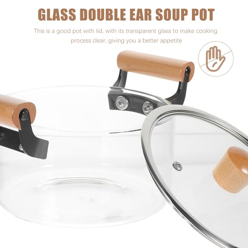 Olla de vidrio transparente premium de 2.5l con detalles de madera 4