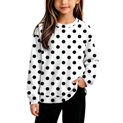 Sweatshirts For Girls Casual Polka Dot Crewneck Fleece Girls Sweatshirt - image 2