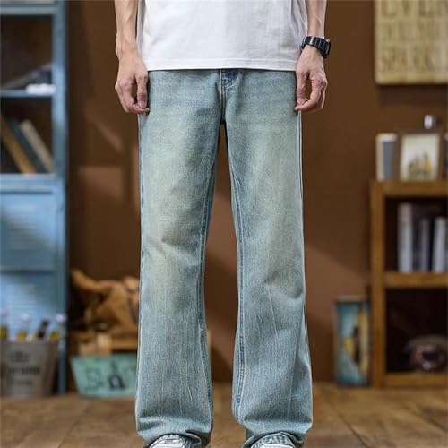 Men's Flared Jeans – Loose Blue Denim Pants, Streetwear Casual Trousers4
