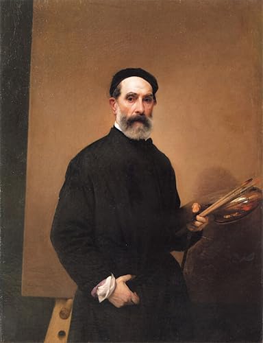 Cuadro en lienzo Francesco Hayez autoritratto de formato vertical 60x90cm