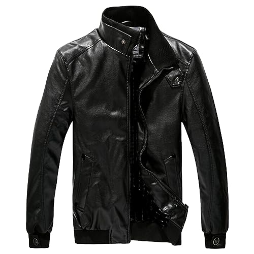 Chaqueta de cuero sintético para hombre, ajustada y con cierre miniatura 1