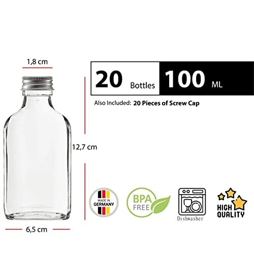 slkfactory 20 Bouteilles en Verre vides 100 ML taschi avec Fermeture à vis remplir soi-même 0,1 l L Liqueur Schnaps Bouteilles de vinaigre Bouteilles Huile de - Image 3