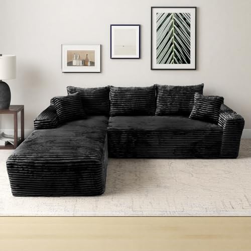 Rovibek Plush Corduroy Sectional Sofa