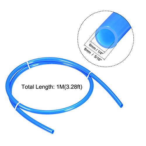Uxcell Pneumatic Tubing, 8Mm(0.31") Od X 6Mm(0.23") Id X 1M(3.28Ft) Air Brake Tubing Nylon Pa12 Air Line Hose Blue #TOP1