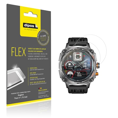 dipos I 2x Protector de Pantalla compatible con Rogbid Titan V 1.75 Zoll - cobertura 100% para pantalla I 3D Full Cover láminas protectoras