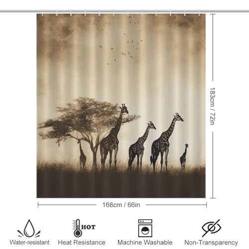 Rideau de douche girafe imperméable lavable pour baignoire angle - 4