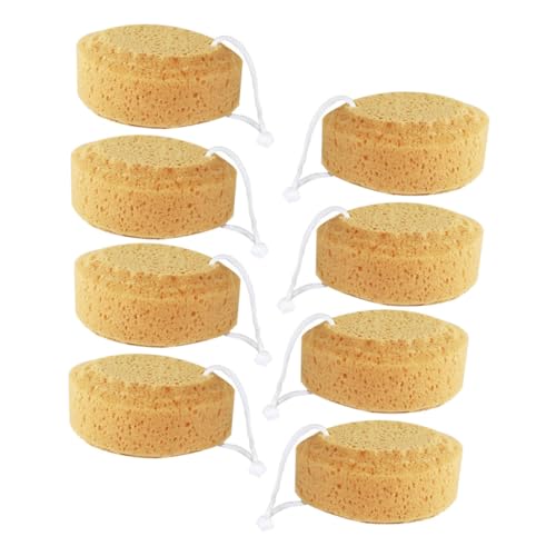 SAFIGLE 8 Piezas esponja de baño Absorbente bath lofah esponja corporal para ducha baño de esponjas Suave lavar depurador de cuerpo bola de baño para el hogar Accesorio de ducha Amarillo