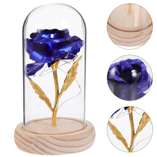 Lámpara de rosa artificial azul LAPYAPPE decorativa con luces LED eficientes 8