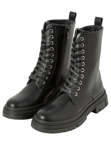 Lace up boots femme Springfield en PU noir faciles à entretenir
