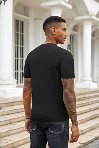 COOFANDY Mens Knit T-Shirts Summer Waffle Shirts Vintage Shirts Short Sleeve Crew Neck Tee Shirt Casual Crochet Top3