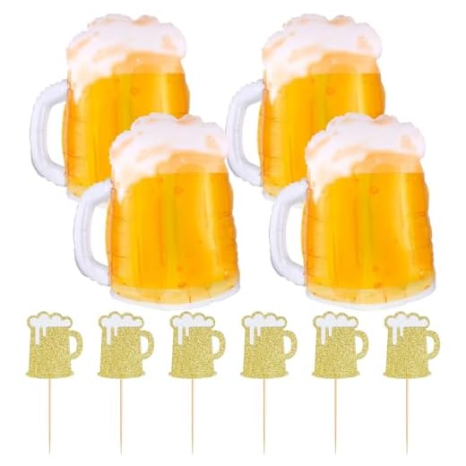 4 Ballons À Bière, 6 Inserts De Gâteau À La Bière, Ballons Géants pour Chope De Bière, Ballons De Décoration d'anniversaire, Ballons De Fond Photo, Adaptés Aux Anniversaires, Soirées À Thème