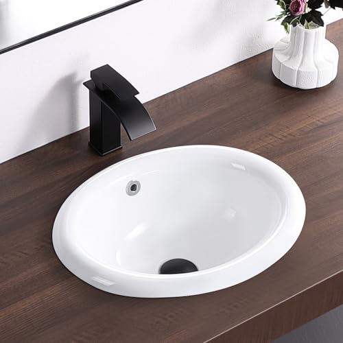 KARAMAG Bathroom Vessel Sink 18'' x 15'' Semi Recessed Bathroom Sink Oval Drop-in Vanity Sink with...