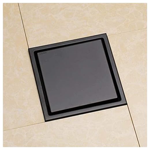 Golvbrunn 150X150Mm 304 Rostfritt stål 304 Duschavlopp Golvbrunn för badrum Svart Insats för kakel Avlopp för fyrkantigt golv Anti-lukt