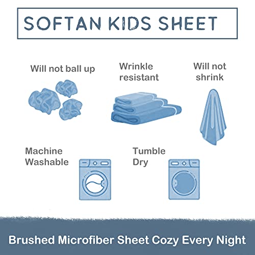 Softan Bed Sheet Set For Kids Boys, Twin Size Kids Sheets Microfiber Kids Fitted Sheet, Breathable & Silky Soft Feeling Kids Sheet Set 4 Pcs Anchor Kids Full Bed Sheet #TOP7