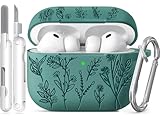 Ekoonpft for Airpods Pro 3 Case, Flower Engraved Cases for Apple AirPods Pro 3rd Generation 2025, Soft Silicone Cover for Women Girly with Cleaning Kit & Keychain, Anti-Scratch, Shockproof