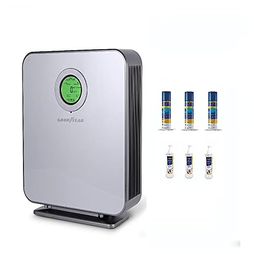 Goodyear purificador de Aire HEPA . 99,99 % eliminación de partículas hasta 88 m2. Incluye 3x Gel y 3x Spray Higienizantes. Filtro compacto 6 capas. Lámpara UV-C. 2 Ventiladores. Filtro H13. 220 m3/h.