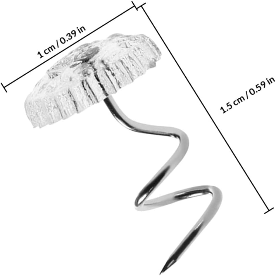 100pcs Stainless Steel Spiral Sofa Nails Decorative Upholstery Twist Pins for Bed Sheet and Furniture Skirt Fixing, Spiral Tacks Set for Home Bedding Accessories