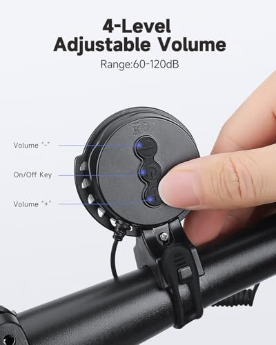 EQIIO Electric Bike Horn 120dB - 4 Sound Modes & Volume Adjustable, Suspension Mounted Bicycle Horn with Rechargeable Battery, Bike Bell for Adults Kids Bike/Ebike/Scooter, Waterproof Bike Accessories - Thumbnail 3