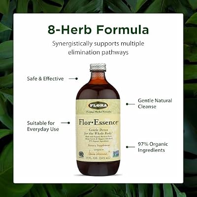 Flora Health Flor-Essence Liquid Tea Blend - Ancient 8-Herb Formula - Natural Full Body Cleanse & Detox - Organic Ingredients - Pure Vegan Formula - Burdock Root, Sorrel, Slippery Elm, Kelp - 500mL