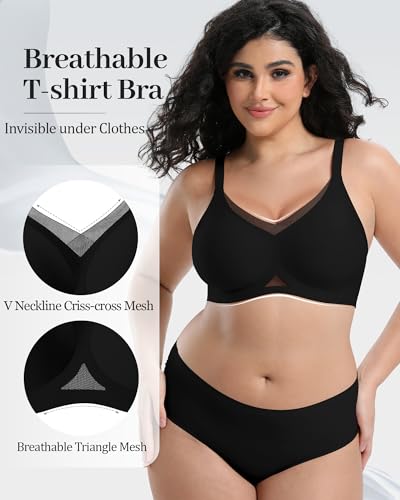 Image of Jelly Bras for Women No Underwire Mesh Wireless Crossover Bra Seamless Full Coverage Lift T Shirt Sleep Bralettes