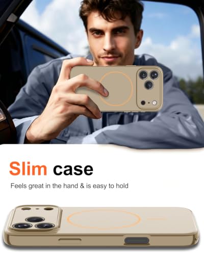 Image of Magnetic for iPhone 16 Pro Max Case,Shockproof Matte Cover,Desert Gold | with Screen Protector,Compatible with MagSafe,Military Grade Drop Protection,Full Camera Protection,Non-Slip Design Case