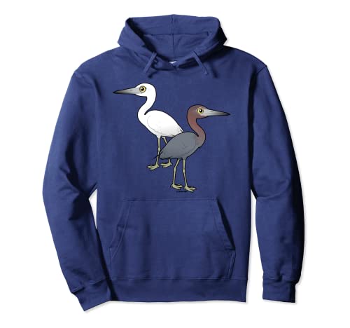 Birdorable Little Blue Heron | Cute Adult & Juvenile Birds Pullover Hoodie