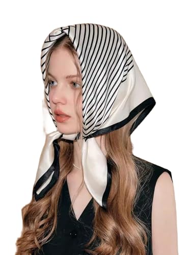 Milumia Women's Striped Print Square Hair Scarf Vintage Bandana Head Kerchief