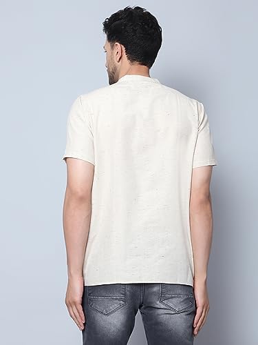 Image of LATEST CHIKAN Men's Cotton Regular Casual Strped Short Kurta Half Sleeves - (SK-LJ.DS.AS)
