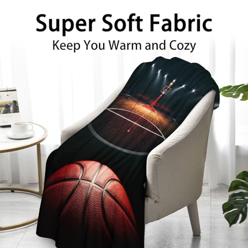 Mercuryelf Basketball Throw Blanket - Soft, Fuzzy & Warm - 30x40 Inches Small Blankets for Lap, Crib - Black Sports Throws Gift for Basketball Lovers