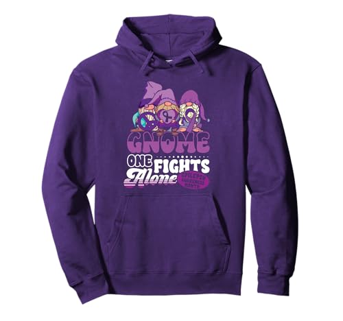 Epilepsy Awareness Support Squad Gnome One Fights Alone Pullover Hoodie