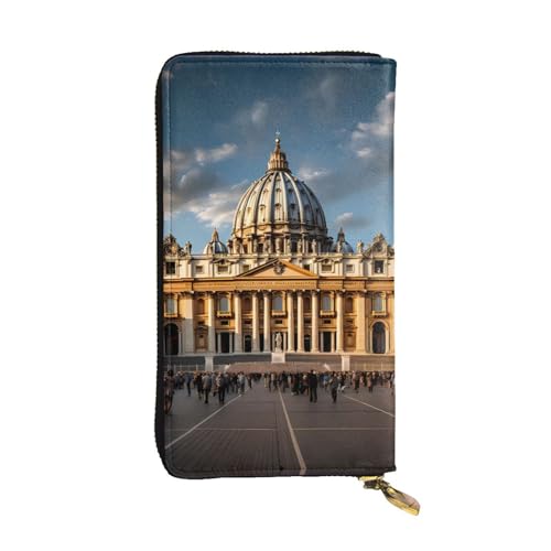 St Peter's Basilica Prints Leather Long Clutch Wallet for Fashionable Girls and Women - Durable, Stylish, and Functional, Black, One Size
