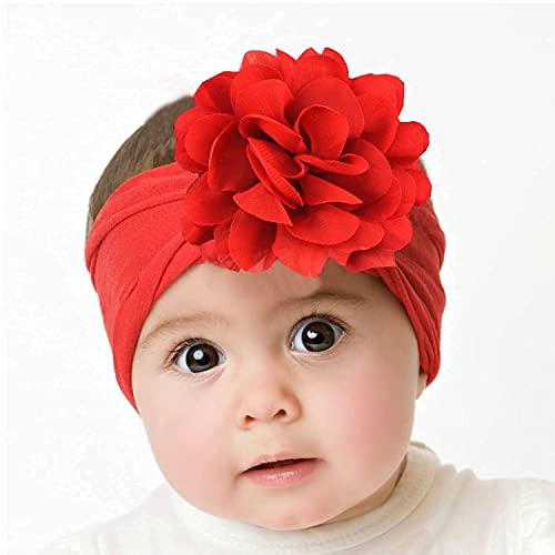 Image of SYGA Pack of 10 Baby Headbands Nylon Flower Soft Stretchable Hairband for Newborn Infant Toddler Kids For 0-3 Year (Multicolor)