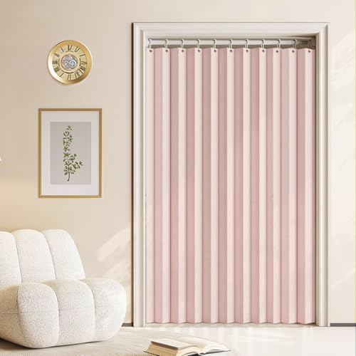 Bespoke Curtains: Pleated Room Divider Curtains for Bathrooms, Studios & Bedrooms - Pink - W140cm x H220cm
