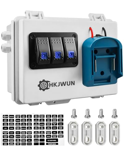 Power Distribution Box with Low Voltage Protection Fits for Makita 18V Battery, Pre-Installed 3-Way Circuits and Dual USB Charger, Battery Adapter Box for RV Truck Trailer Van Yacht Warehouse