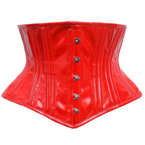 Alpha Waspie Corset - Underbust Waist Training Steel Boned (US, X-Large, Red - PVC)