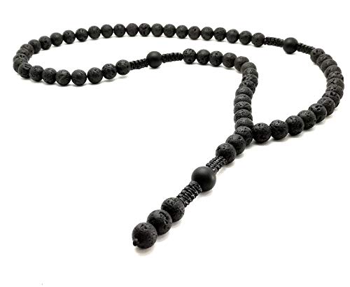 Halskette Halbedelstein LAVA 10 mm ONYX 12 mm perlen Y-kette Schamballa...