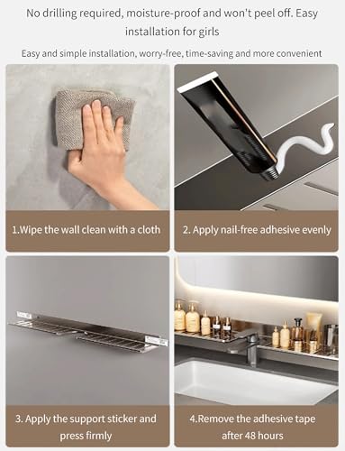 Étagère murale de rangement compacte avec support robinet pour cuisine et douche