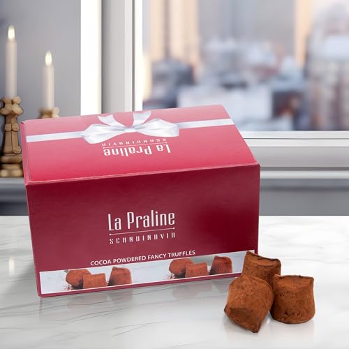 FLAMINGO ON THE BEACH La Praline Chocolate Truffles Geschenkbox gefüllt mit Fancy Trüffelkonfekt mit Kakaopuder, 200g Trüffel-Pralinen aus Schweden mit edler Verpackung zum Verschenken - Zusatzansicht 4 | Belgische Pralinen