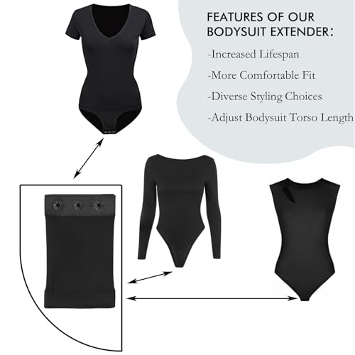 Image of Women's Bodysuit Extender with Snaps, Adds Length to Torso, Removable and Washable Crotch Extender