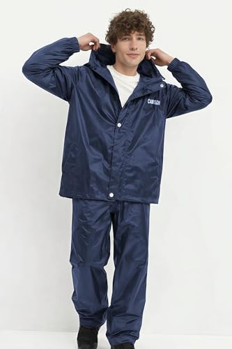 Image of Mens Raincoat Suit with Pant Set Legacy Series | Waterproof Lightweight Breathable Rain Wear | Strong Stitching, Elastic Cuff & Waterproof Zipper Raincoat for men waterproof
