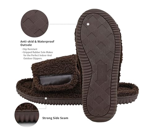 Image of Panda Bros Adjustable House Slippers for Men Soft Open Toe Breathable Indoor Outdoor Slip on Slides Slippers with Memory Foam for Home Bedroom