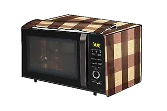 The Furnishing Tree PVC Waterproof Microwave Oven Cover compatible for Kenstar 20 L Convection KJ20CBG101 Gingham Pattern Beige