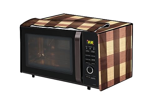 Image of The Furnishing Tree PVC Waterproof Microwave Oven Cover Compatible for 20 L Grill 20PG4S Gingham Pattern Beige
