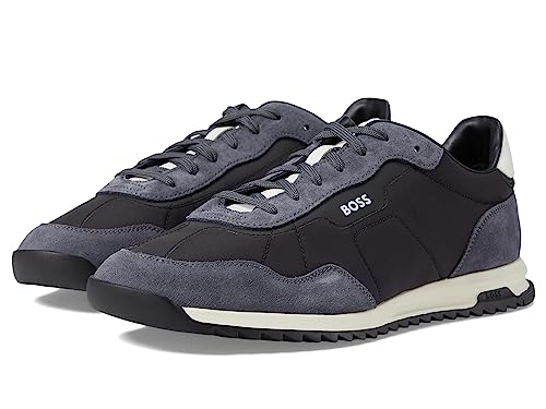 Image of BOSS Men's Zayn Low Profile Suede Leather Two Tone Sneaker