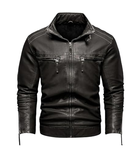 Veste de moto en cuir synthétique homme pour un style vintage décontracté