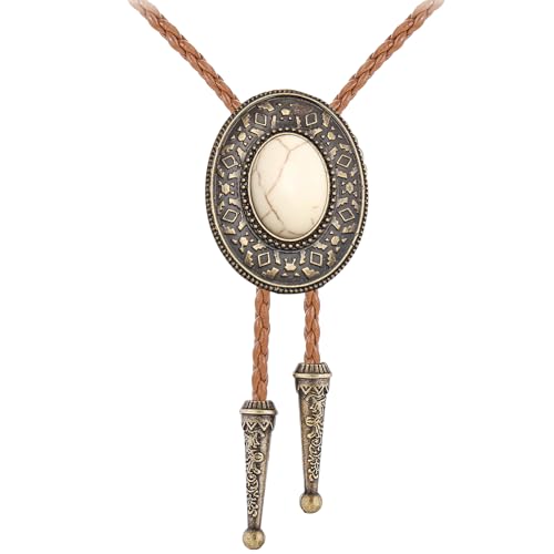 Image of GelConnie Native American Bolo Tie Rodeo Cowboy Leather Necktie Western Necklace Costume Accessories for Men,Women